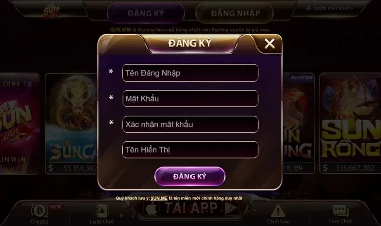 Biểu mẫu đăng ký SunWin