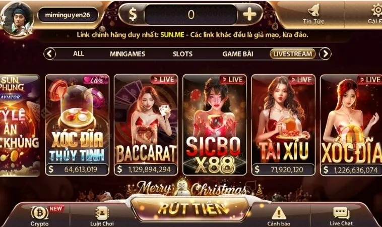 Đa dạng các tựa game casino online tđể trải nghiệm tại Sunwin